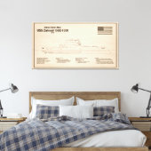 USS Zumwalt - Schip Blauwdruk Plannen SD Canvas Afdruk (Insitu (Slaapkamer))