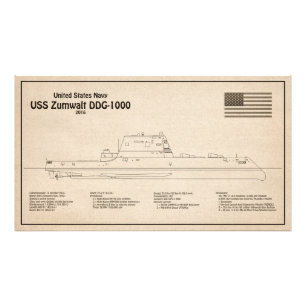 USS Zumwalt - Schip Blauwdruk Plannen SD Foto Afdruk