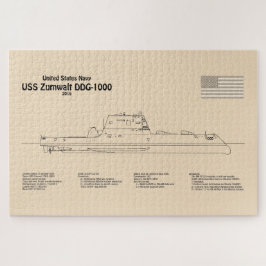 USS Zumwalt - Schip Blauwdruk Plannen SD Legpuzzel