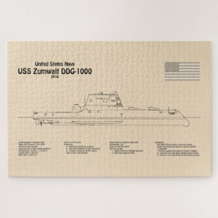 USS Zumwalt - Schip Blauwdruk Plannen SD Legpuzzel