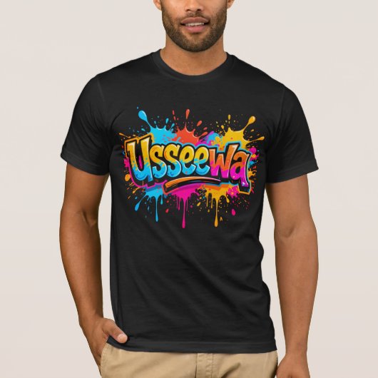 Usseewa – Chaotisch Neon Attitude Concept T-shirt (Voorkant)