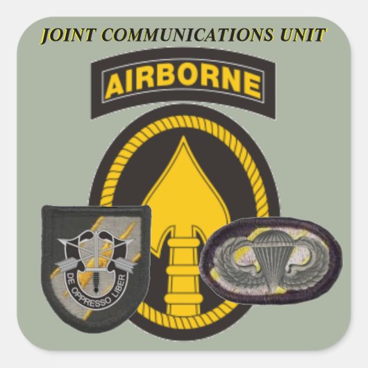 USSOC-STICKERS VAN DE JOINT COMMUNICATIONS UNIT VIERKANTE STICKER (Voorkant)