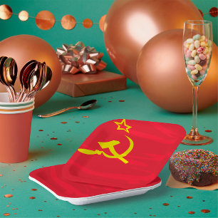 USSR Flag Paper Borden Papieren Bordje
