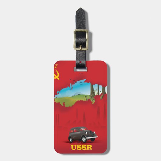 USSR geïllustreerde kaartposter Bagagelabel (Voorkant verticaal)