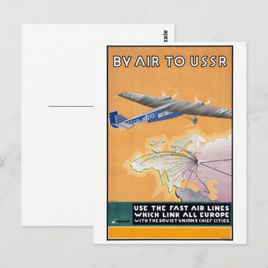 USSR luchtreisposter teruggezet Briefkaart (Voorkant / Achterkant)