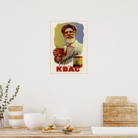 USSR Sovjet Fruit Kvass Adverteren 1959 Poster (Keuken)