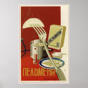 USSR Sovjet Pelmeni Adverteren 1936 Poster