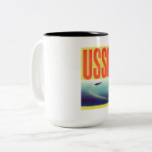 USSR Sovjet reisposter Tweekleurige Koffiemok (Voorkant links)