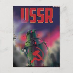 USSR sovjet rusland cartoon reisaffiche kunst. Briefkaart