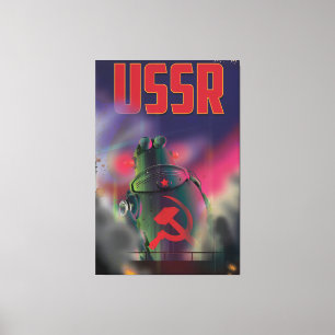 USSR sovjet rusland cartoon reisaffiche kunst. Canvas Afdruk