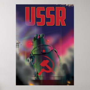 USSR sovjet rusland cartoon reisaffiche kunst. Poster