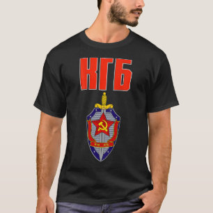 USSR Sovjet Russisch KGB Logo Terug Gedrukt T-shirt