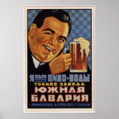 USSR Sovjet South Bavaria Beer Adverteren 1928 Poster (Voorkant)