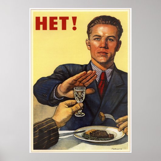 USSR Sovjet Union Anti-Alcohol 1954 Poster (Voorkant)