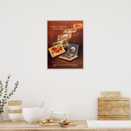 USSR Sovjetchocoladesets Adverteren 1950 Poster (Keuken)