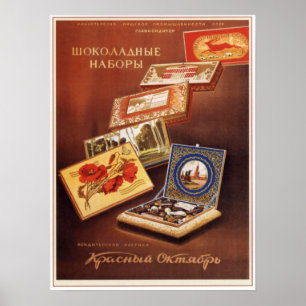 USSR Sovjetchocoladesets Adverteren 1950 Poster