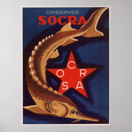 USSR Sovjetconserven Sturgeon Adverteren 1932 Poster (Voorkant)