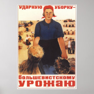 USSR Sovjetunie 1934 Collectieve landbouw Poster