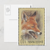 USSR Stamp ~ Fox Briefkaart (Voorkant / Achterkant)