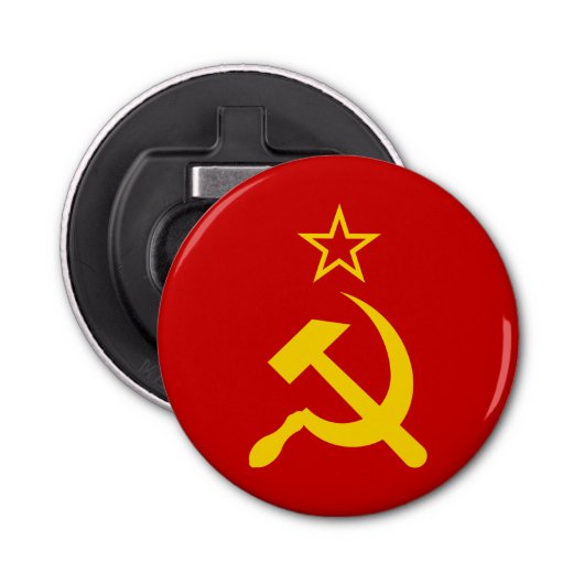 USSR - Vlag - Sovjetunie - vlag Button Flesopener (Voorkant)
