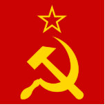 USSR - vlag - Sovjetunie - vlag Staand Fotobeeldje<br><div class="desc">Gele hamer en sikkel op rode vlag. Historische vlag van de Sovjet-Unie.</div>