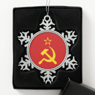 USSR - Vlag - Sovjetunie - vlag Tin Sneeuwvlok Ornament