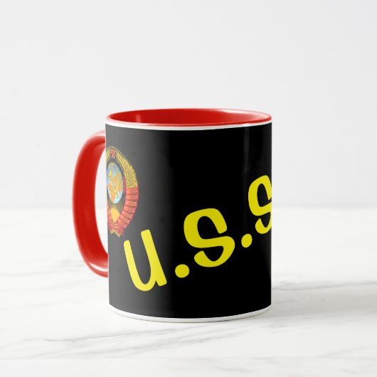 USSR zwarte moderne Mok (Voorkant links)