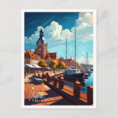 Ustka Polen Kunst vintage reisillustratie Briefkaart (Voorkant)
