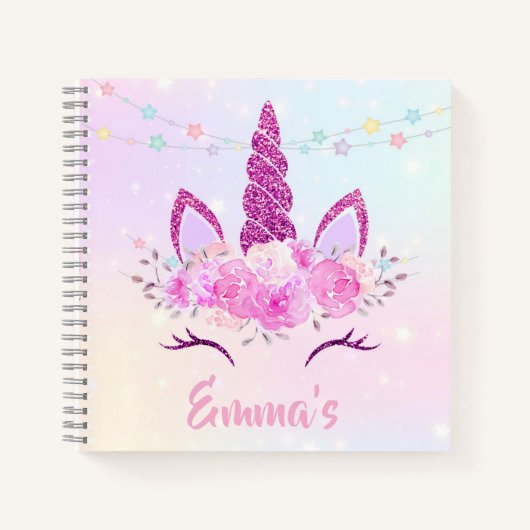 Ustom Unicorn-schetsboek voor kinderen Notitieboek (Voorkant)