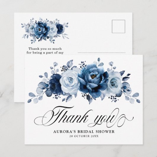 usty Blauwe Leisteen Navy Bruidsmeisjesfeest Bedan Briefkaart (Voorkant / Achterkant)