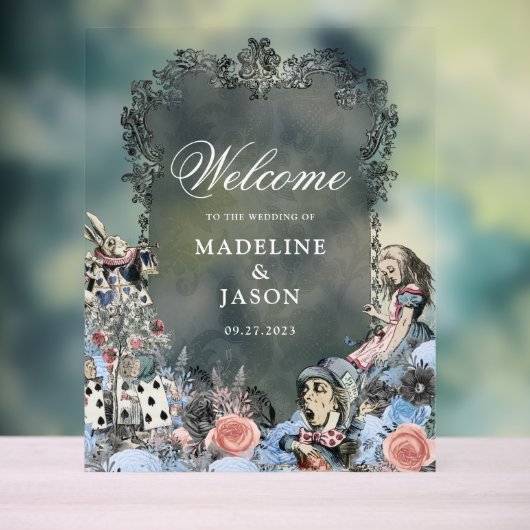 usty Blue Alice in Wonderland Wedding Acryl Bord (Neutraal)