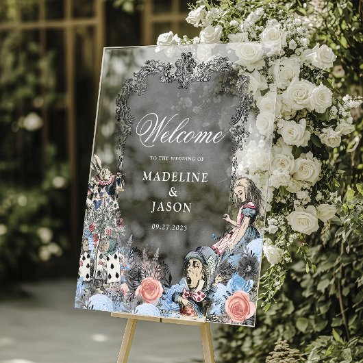 usty Blue Alice in Wonderland Wedding Acryl Bord