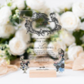  usty Blue Alice in Wonderland Wedding Acryl Uitnodigingen