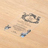 usty Blue Alice in Wonderland Wedding Acryl Uitnodigingen (Laagn)