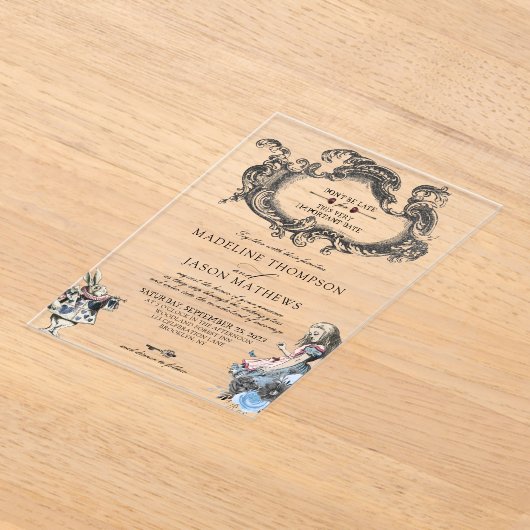 usty Blue Alice in Wonderland Wedding Acryl Uitnodigingen (Laagn)