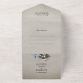 usty Blue Alice in Wonderland Wedding All In One Uitnodiging (Buitenkant)