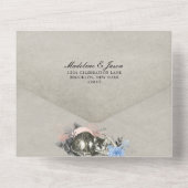 usty Blue Alice in Wonderland Wedding All In One Uitnodiging (Achterkant)