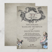 usty Blue Alice in Wonderland Wedding Kaart (Voorkant / Achterkant)