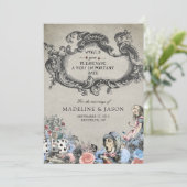  usty Blue Alice in Wonderland Wedding Save The Date (Staand voorkant)