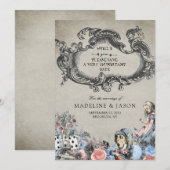  usty Blue Alice in Wonderland Wedding Save The Date (Voorkant / Achterkant)