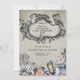  usty Blue Alice in Wonderland Wedding Save The Date