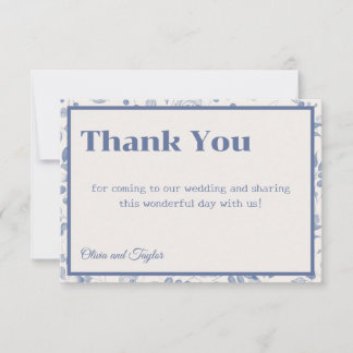 usty Blue Watercolor Floral Wedding Bedankkaart