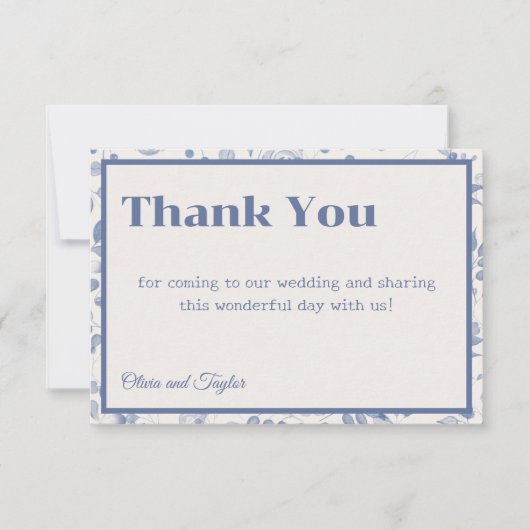 usty Blue Watercolor Floral Wedding Bedankkaart (Voorkant)