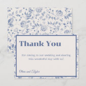 usty Blue Watercolor Floral Wedding Bedankkaart (Voorkant / Achterkant)