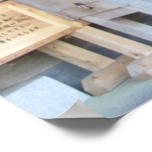 Usuki Stone Buddhas met bezoeker Poster (Hoek)