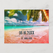 USVI Tropisch Beach Wedding Save the Date Briefkaa Aankondigingskaart (Voorkant)