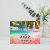 USVI Tropisch Beach Wedding Save the Date Briefkaa Aankondigingskaart (Staand voorkant)