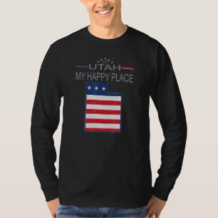 UT Utah Mijn Gelukkige Plaats VS Staten Vlag Land T-shirt