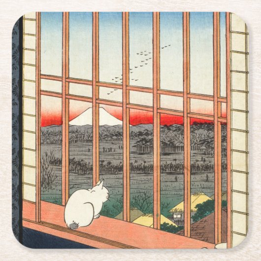Utagawa Hiroshige - Asakusa Rijstvelden Kartonnen Onderzetters (Voorkant)
