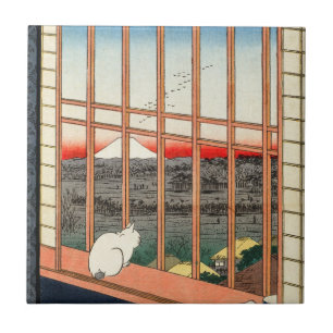 Utagawa Hiroshige - Asakusa Rijstvelden Tegeltje
